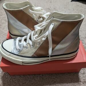 Converse Metallic Rainbow Silver Gold Chuck Taylor 70 Hi Top Sneakers Size 7 EUC